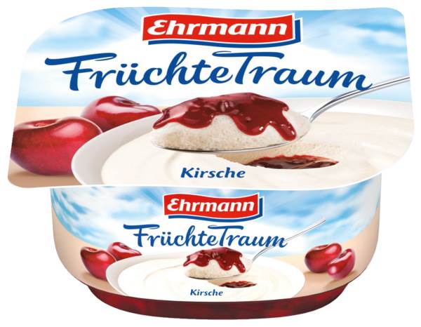 Ehrmann Früchtetraum, Dessert aus Frischkäse und Joghurt mit Frucht, 4,8% Fett, 115 G/BE 3- fach sortiert: 8x Erdbeere, je 4x Kirsche & Pfirsich-Maracuja