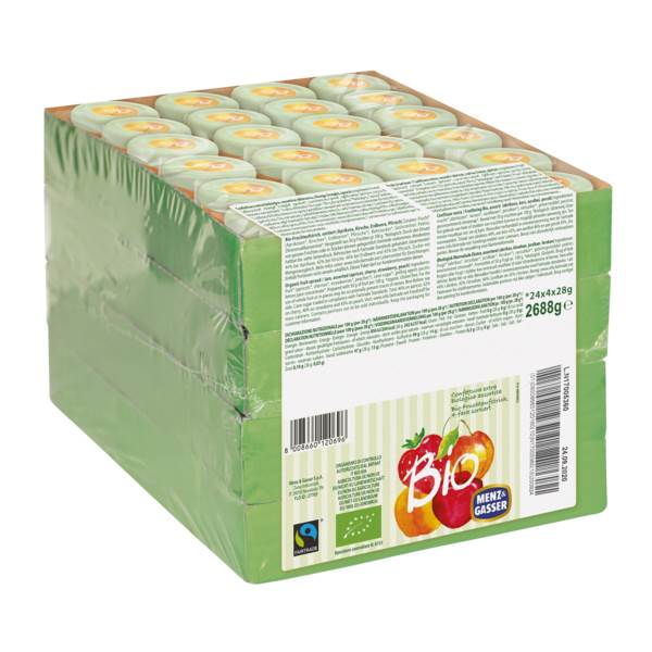 Menz&Gasser Bio Fairtrade Konfitüre extra, 50% Frucht, Portionen, 28g, 96 ST/KT
