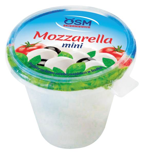 OSM Skierniewice Mozzarella mini, ser podpuszczkowy niedojrzewający, w zalewie, kulki, 0,4 KG/KU