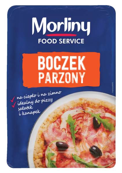 Morliny Mr Boczek wieprzowy, wędzony, parzony, plastry, 1 KG/PA