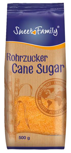 Sweet Family Rohrzucker, braun, 0,5 KG/PK