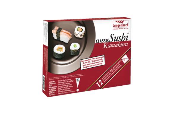 TK Langenbach Classic Sushi "Kamakura", gegart - geräuchert, 0,876 KG/PK ohne rohen Fisch, 13-30 g, 12 Variationen=42 Stück,