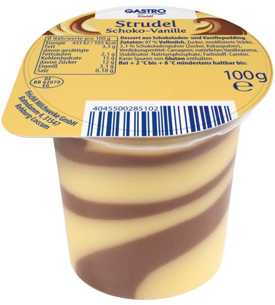 2-fach Strudel, 24x Schoko-Vanille 0,1 KG/BE
