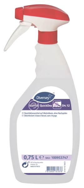 Diversey Suma QuickDes D 4.12, Desinfektionsmittel auf Alkoholbasis, (100953747) 750 ML/FL