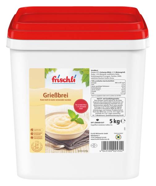 Frischli Grießbrei, 1,5% Fett, ungekühlt haltbar, 5 KG/EI