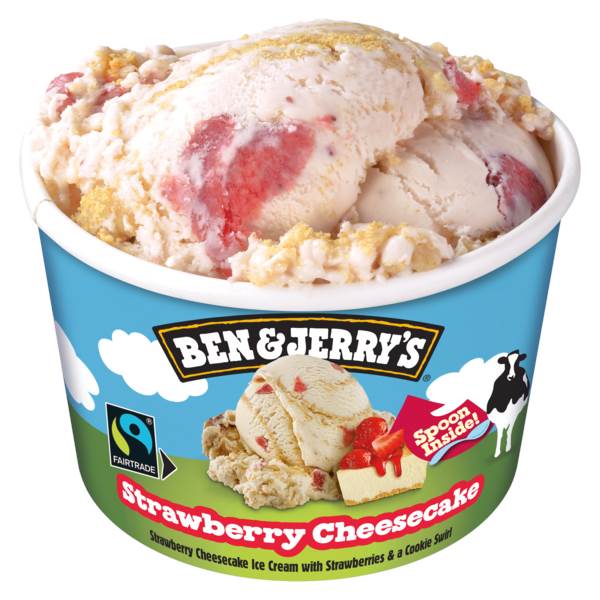 TK Ben&Jerry`s Strawberry Cheesecake, (71515) 100 ML/ST Erdb.Käsekuchen-Eis mit gesüßten Erdbeerstücken und Kekesstrudel
