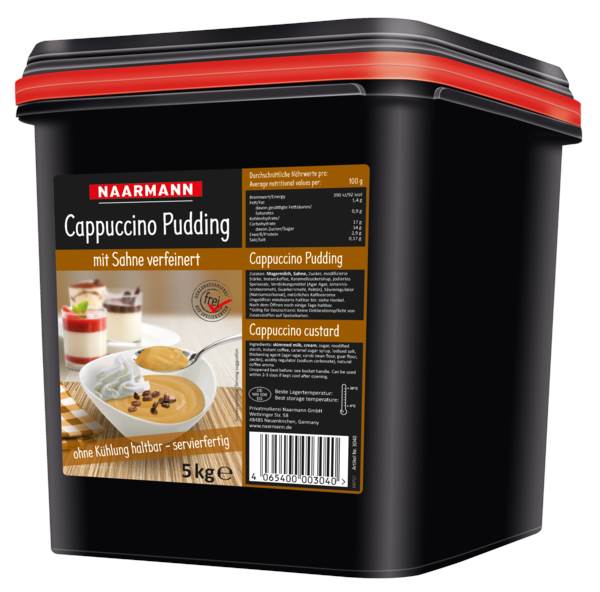 Naarmann Cappuccino Pudding, 1,5% Fett im Milchanteil, 5 KG/EI ungekühlt haltbar