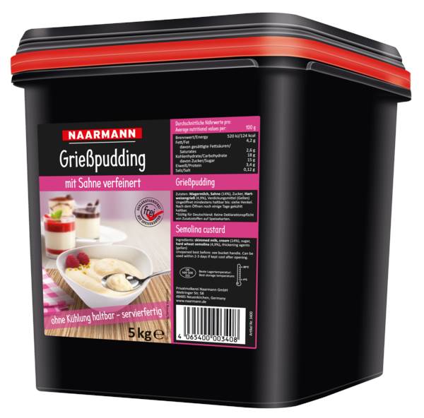Naarmann Grießpudding mit Sahne, 5 KG/EI ungekühlt haltbar