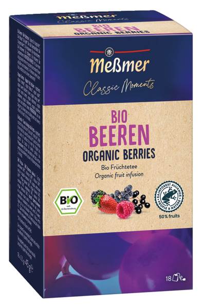 Meßmer Classic Moments Bio Beeren, Auslese aus Aronia-, Holunder-, Brom-, Sanddornbeeren, TP à 2,5g, 18 BT/PK