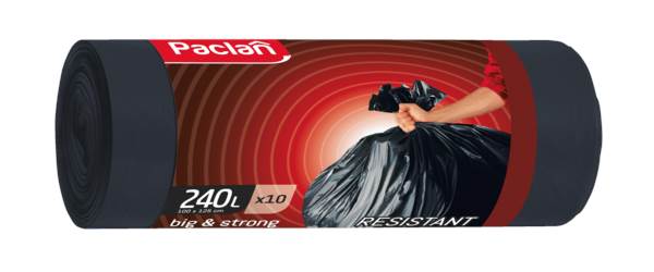 Paclan Abfallsäcke, schwarz, 1000x1250mm, 70my, 240 Liter, 10 Stück, 1 RO