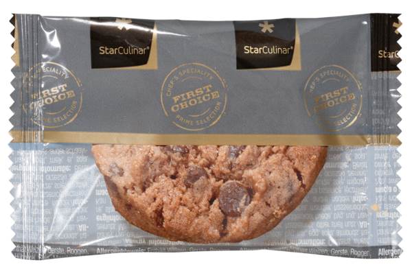 Star Culinar Schoko-Cookies, knusprige Schokoladenkekse, 185 Stück einzeln verpackt, 185 PO/KT rundes Mürbegebäck mit 20 % Schokoladentropfen