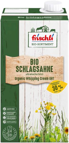 Frischli Bio H-Schlagsahne 30% 1 KG/PK ungekühlt haltbar