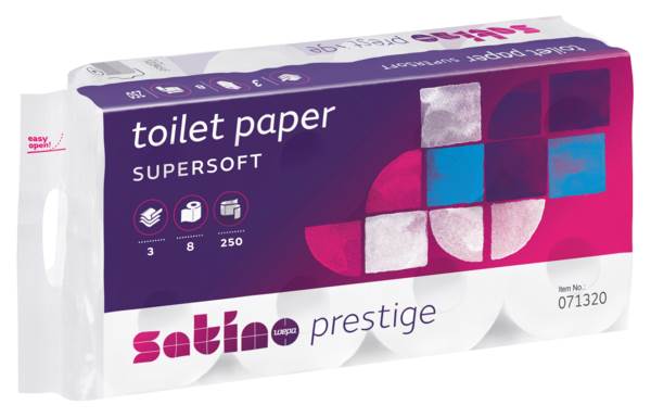 Satino Prestige Toilettenpapier, 3lagig, MT1, 8x250 Blatt, (071321) 1 PK