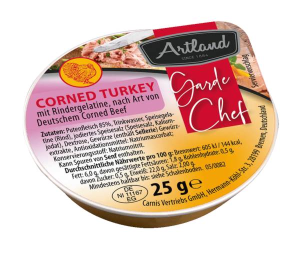 Artland Corned Turkey mit Rindergelatine -  nach Art von deutschem Corned Beef , 25 G/DS