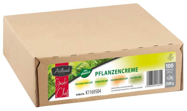 Artland Pflanzencreme-Sortiment, Champignon Art-Hausmacher Art-Kräuter Art-Oliven Art, 25 G/DS 4-fach=100 Dosen