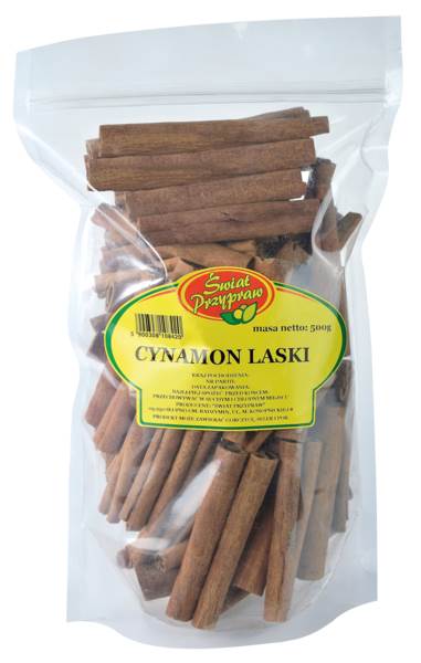 Świat Przypraw Cynamon laski, ok.6-8 cm, ok.100 szt w opakowaniu, 0,5 KG/PA