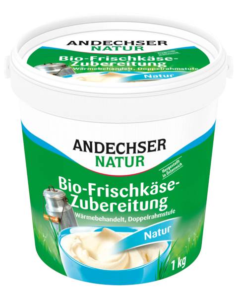 Andechser Natur Bio Frischkäse-Zubereitung natur, mit Joghurt verfeinert, 65% Fett i.Tr., 1 KG/EI