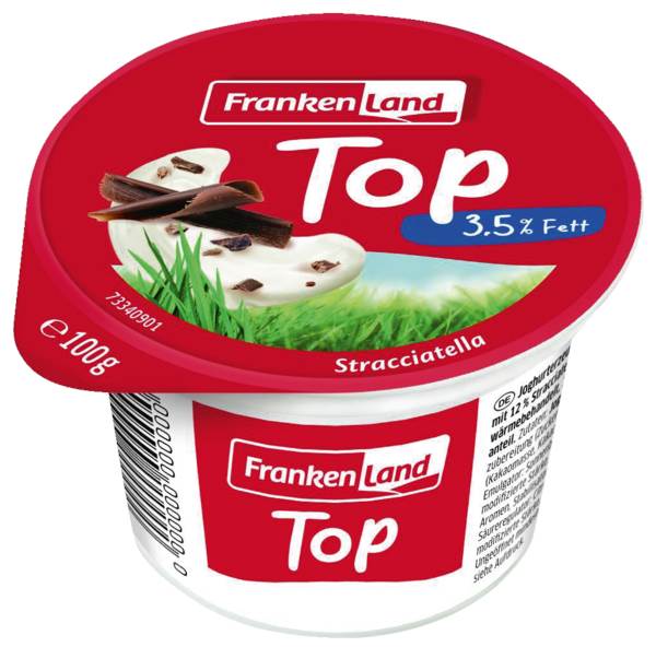 Frankenland Top Stracciatella-Joghurt, 3,5% Fett, ungekühlt haltbar, 0,1 KG/BE
