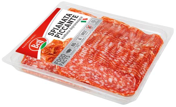 Bell Spianata Piccante, kiełbasa wieprzowa, surowa, dojrzewająca, plastry, map, 500 GR/PA