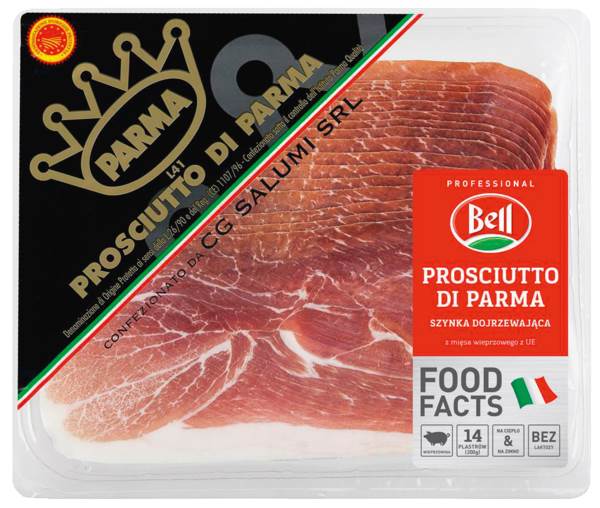Bell Prosciutto di Parma, szynka wieprzowa, surowa, dojrzewająca min.14 miesięcy, 200 GR/PA  , Pochodzenie:Langhirano,