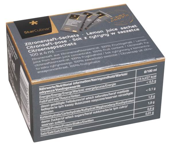 Star Culinar Zitronensaft-Sachets, Zitronensaftkonzentrat in Portionen, 4ml, 100 PO/PK