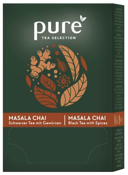 Pure Tea Selection Masala Chai, Schwarztee mit Gewürzen, Tassenp., einz.kuv., à 2,5g, 25 BT/PK