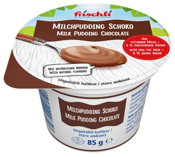 Frischli Milchpudding Schoko, 1,5 % Fett, 85 G/BE ungekühlt haltbar