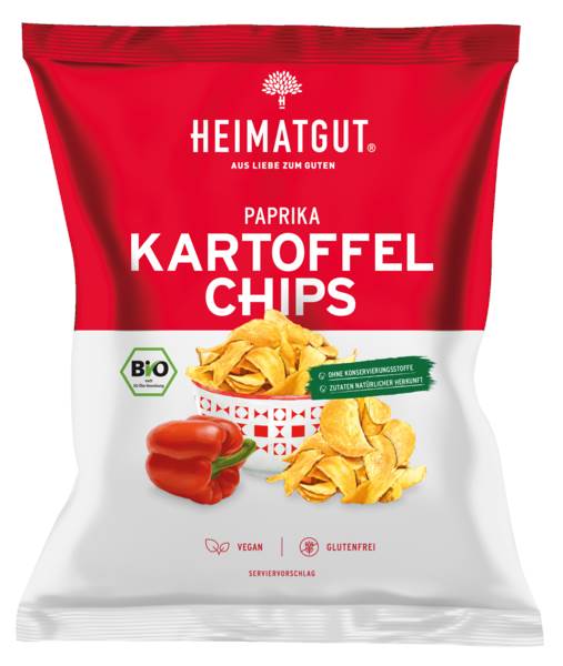 Heimatgut Bio Kartoffelchips Paprika, 125 G/BT