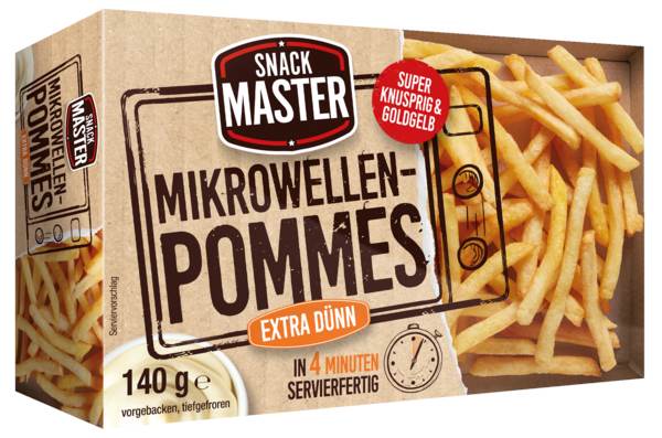 TK Snackmaster Mikrowellen Pommes, extra dünn, 8x8mm, 140g-Faltschachtel, 140 G/PK
