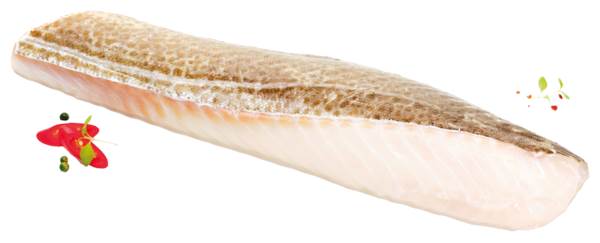 TK Handflakad Kabeljau-Loin, mit Haut, ohne Glasur, vakuum-verpackt, handfiletiert, 0,8-1,2kg, 3 KG/KT tiefgefroren