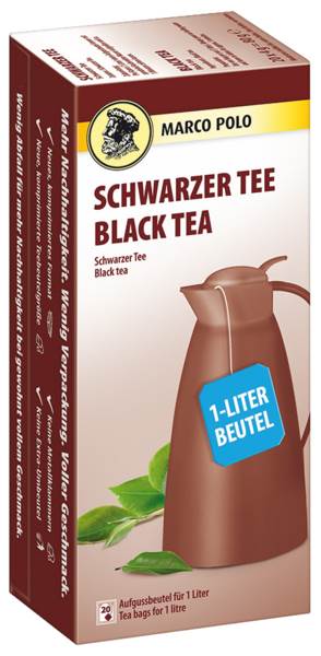 Marco Polo Schwarzer Tee, Kannenportion für 1 Liter Tee, 20 BT/PK