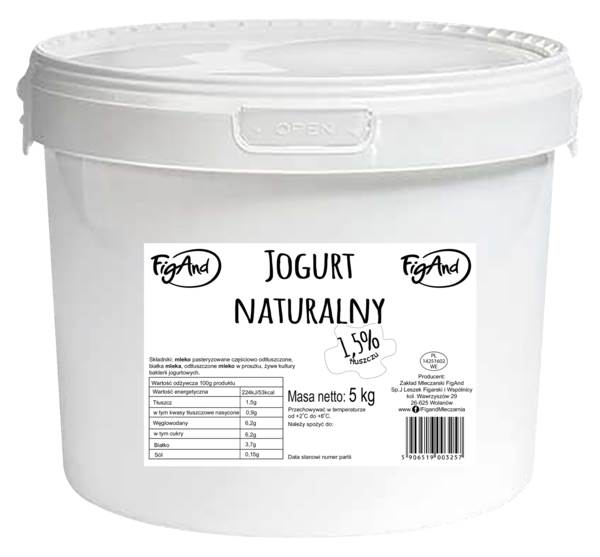 FigAnd Jogurt naturalny, 1,5% tłuszczu, 5 KG/WD