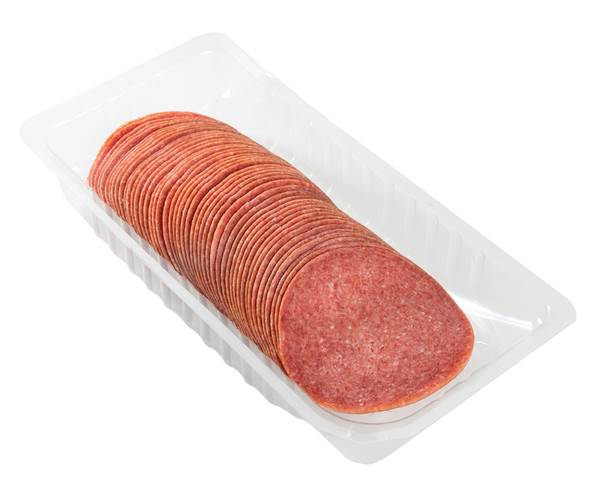 Henkelmann Rinder-Salami, mittelfein gekörnt, gefächert, ca. 50 Scheiben je Packung, 0,5 KG/PK