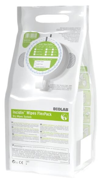 Ecolab Incidin Wipes FlexPack, Einweg-Tuchspender mit grüner Kappe, 99  Tücher, (3095700) 1 PK