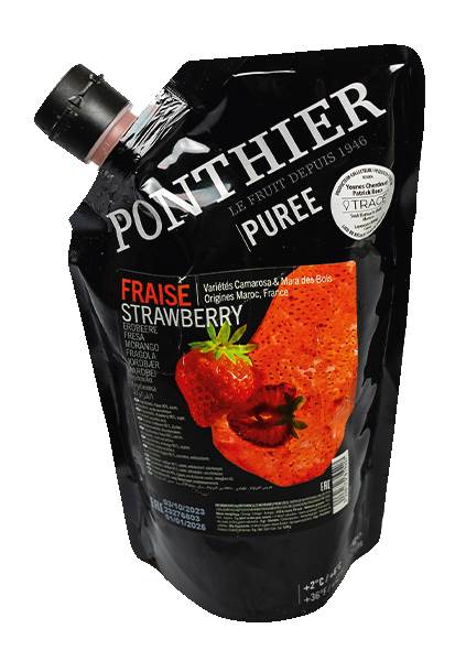 Ponthier AGF aardbeien fruit puree (zak) 1 L/BA