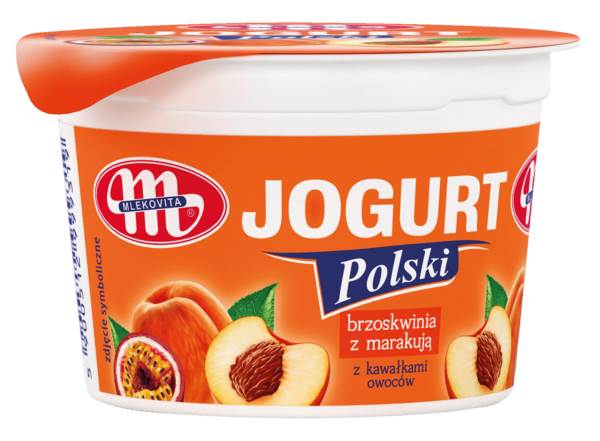 Mlekovita Jogurt Polski o smaku brzoskwini z marakują, 100 GR/ST