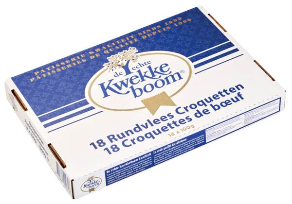 DV Kwekkeboom rundvlees kroket 10% 100gr 18 ST/DS