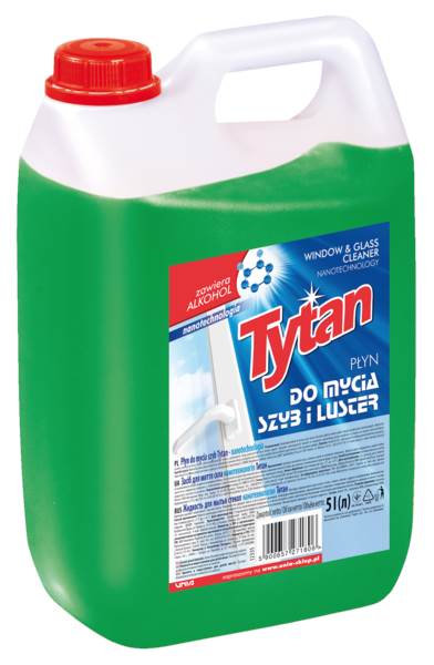 Tytan Płyn do mycia szyb nanotechnologia, zawiera alkohol, 5 L/KN , nadaje się do kontaktu z żywnością,