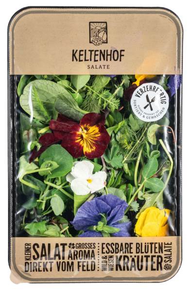 O+G Keltenhof, Salatmischung Wildkräutersalat, 75g, Mischung aus EG-Gemüse, 1 SH BabyLeaf Mizuna rot+grün,B.L.Kale rot+grün,B.L.Tatsoi,B.L.Mangold,B.L.BullsBl...