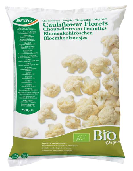 TK Ardo Bio Blumenkohl-Röschen, Kopfgröße ca. 20x60mm, 2,5 KG/BT
