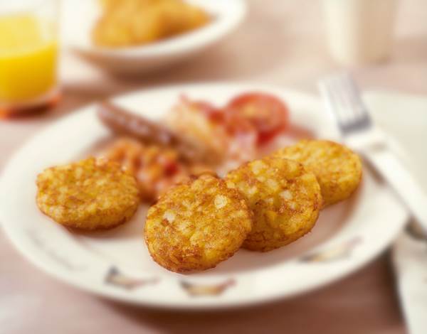 Mr Aviko Placki Rösti, okragłe placki ziemniaczane z grubo tartych ziemniaków, 2,5 KG/TB , podsmażone w oleju słonecznikowym, do przygotowania w piekarniku; (755504)