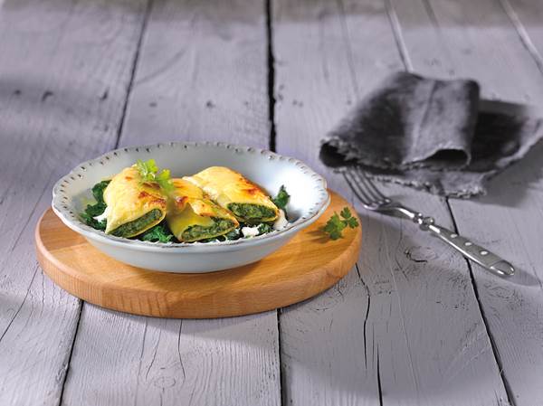 TK Bürger Cannelloni Ricotta Spinaci, gefüllt mit Ricotta und Blattspinat, Stück ca.40g, 2 KG/BT