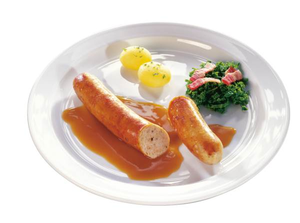 TK Karl Kemper Bratwurst Weimar , grob, gebrüht, 100g 60 ST/KT aus reinem Schweinefleisch