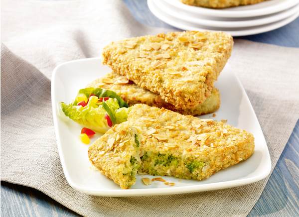 TK Vegeta Brokkoli Nuss Ecke, 140g 30 ST/KT aus Brokkoli, Haselnüssen und Sonnenblumenkernen in krosser Mandelpanade