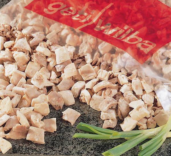 TK Geti Wilba Hühnerfleisch, gekocht, lose, gewürfelt, 10 KG/KT 24mm, hell/dunkel, Brust- und Keulenfleisch in natürlichen Anteilen