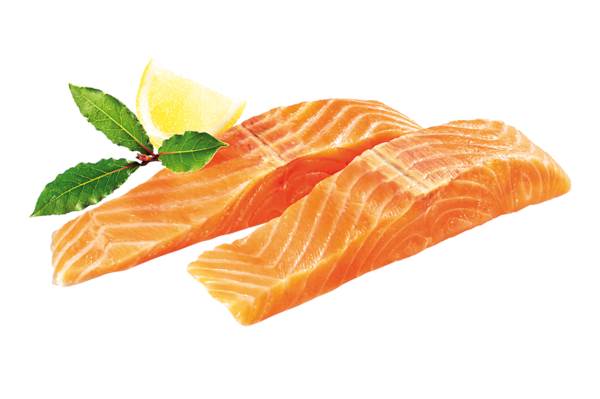 TK Lachsfilet, Portion, ohne Haut, IQF, 10% Glasur, ca.33 Stück, ca.150g, 5 KG/KT Mittel- und Endstück, aus Trimm-D-Ware, Nettofüllgewicht: 5kg