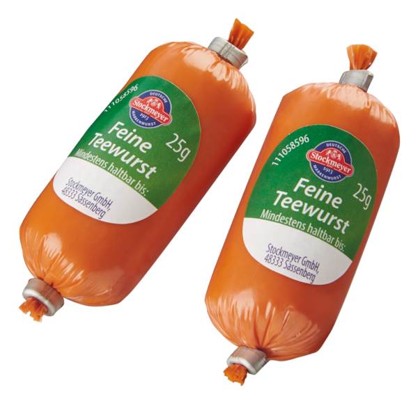 Stockmeyer Feine Teewurst, fein gekörnt, im Kunstdarm, 20 x 25 g, 0,5 KG/PK Kaliber 26