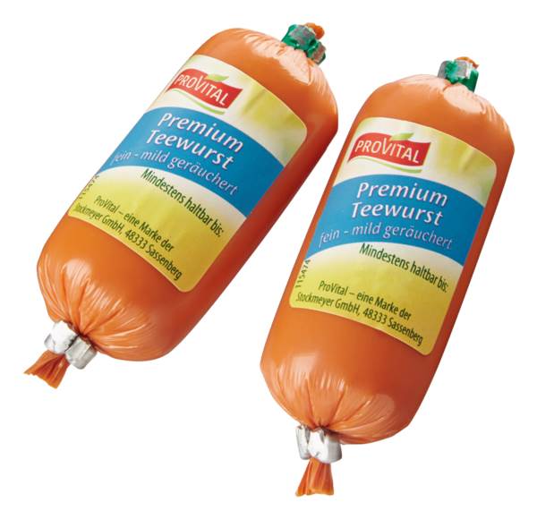 Stockmeyer ProVital Premium Teewurst - fein mild geräuchert, 20 x 25 g, 0,5 KG/PK Kaliber 25, im Kunstdarm, 30 % fettreduziert