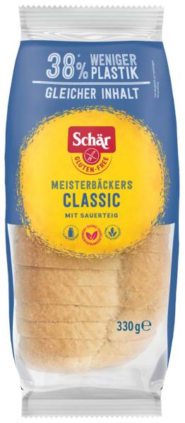 Schär Meisterbäcker Classic, glutenfreies weißes Schnittbrot, mit Hirse und Quinoa, 0,33 KG/PK