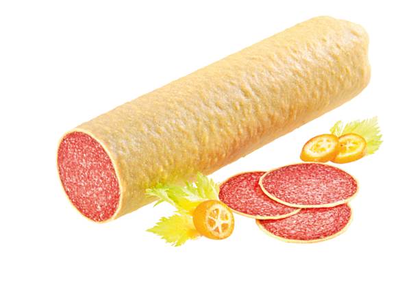 Hellmann Käse-Salami 1a mit Truthahnfleisch, ummantelt - mittelfein gekörnt, 2 KG/ST 1/1 Stück , Kaliber 80,